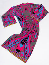 Knitwear Jacquard Dress in Blue, Pink and Grey