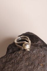 Silver geometric ball ring sasha