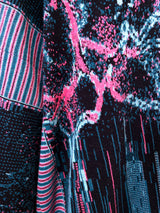 Jacquard Sweater Dress with V detail