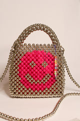 Chrome smiley hand beaded bag