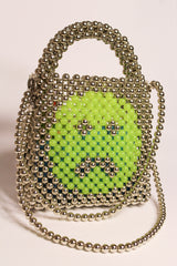 Chrome smiley hand beaded bag