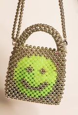 Chrome smiley hand beaded bag