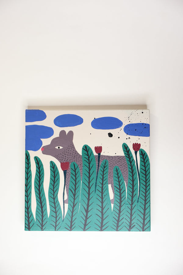 Animal paint on wood wolkje