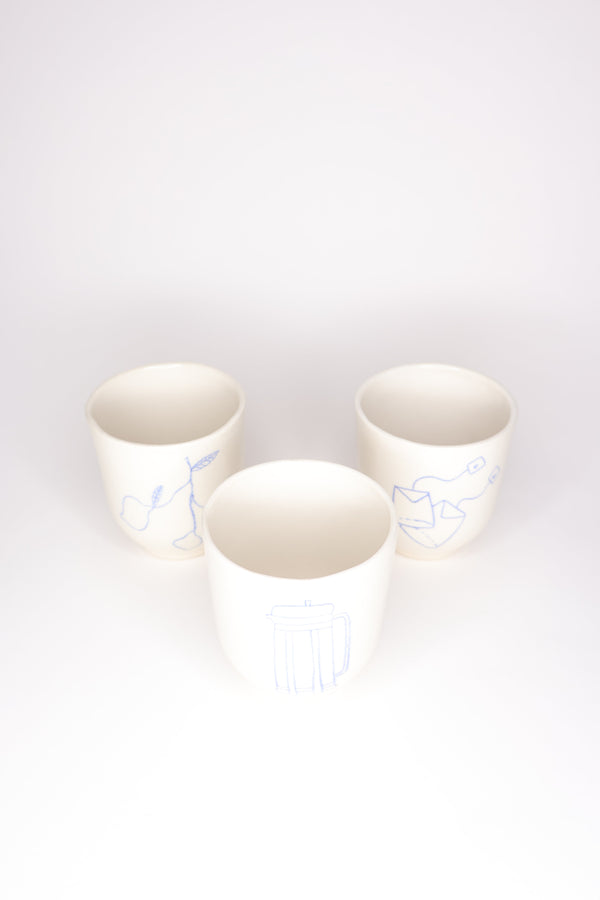 Blue Illustrated cups Laure Claire