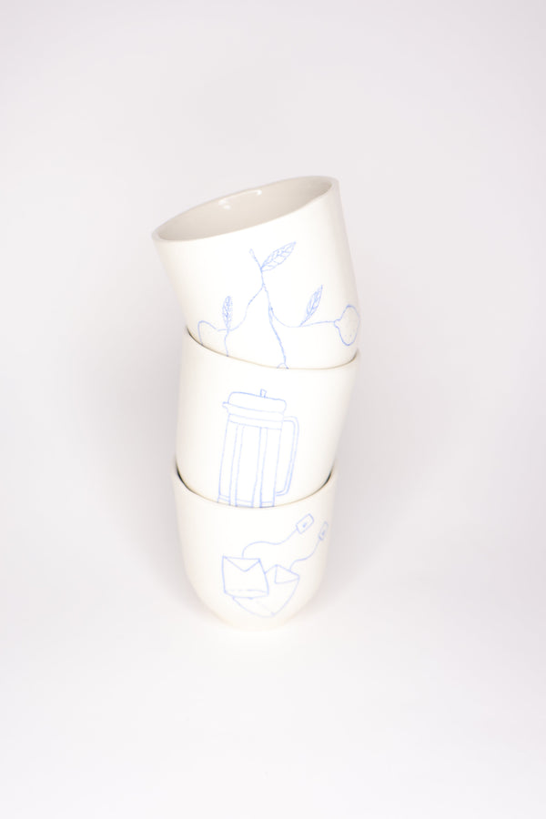 Blue Illustrated cups Laure Claire