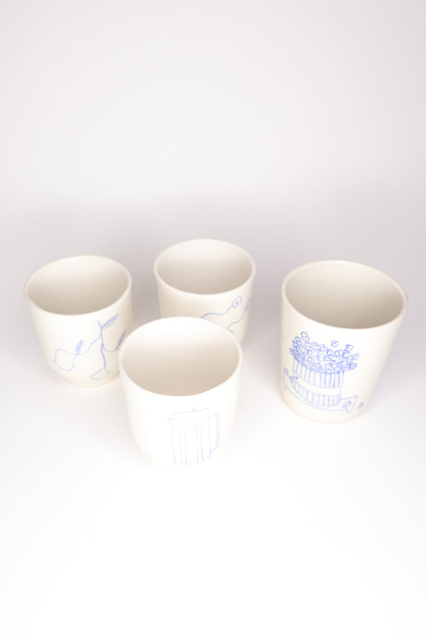 Blue illustrated cup Laure Claire