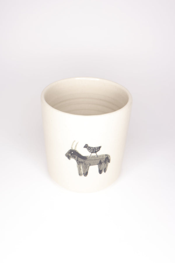 Ceramic cup with goat illustration soil