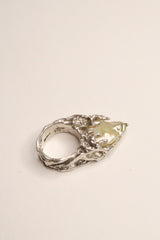 Silver ring with a pear