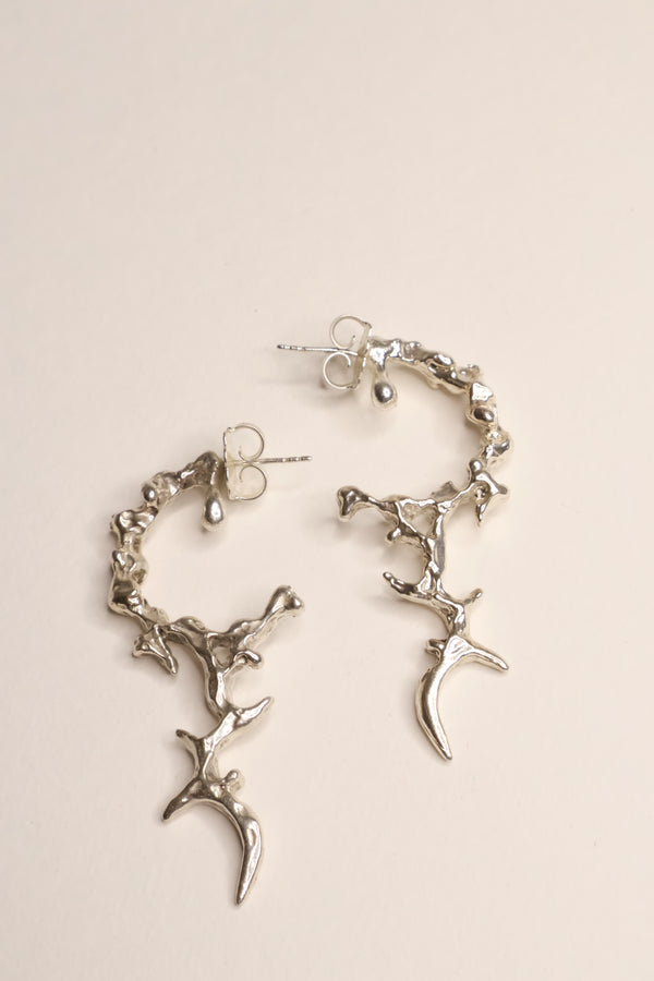Silver dagger earrings with spikes