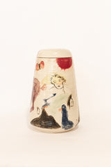 Illustrated jar with a lid