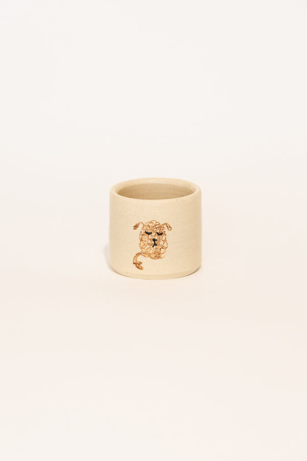 Ceramic cup with brown dog illustration