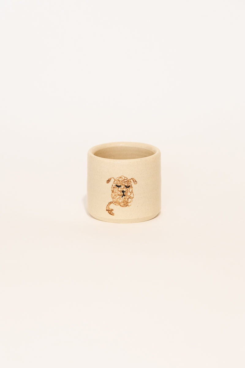 Ceramic cup with brown dog illustration