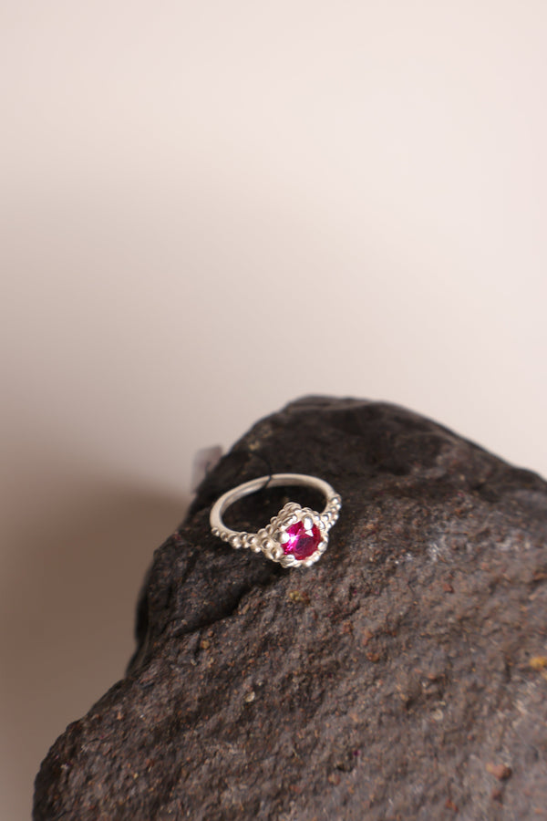 Silver pink zirconia ring  laura crovetto