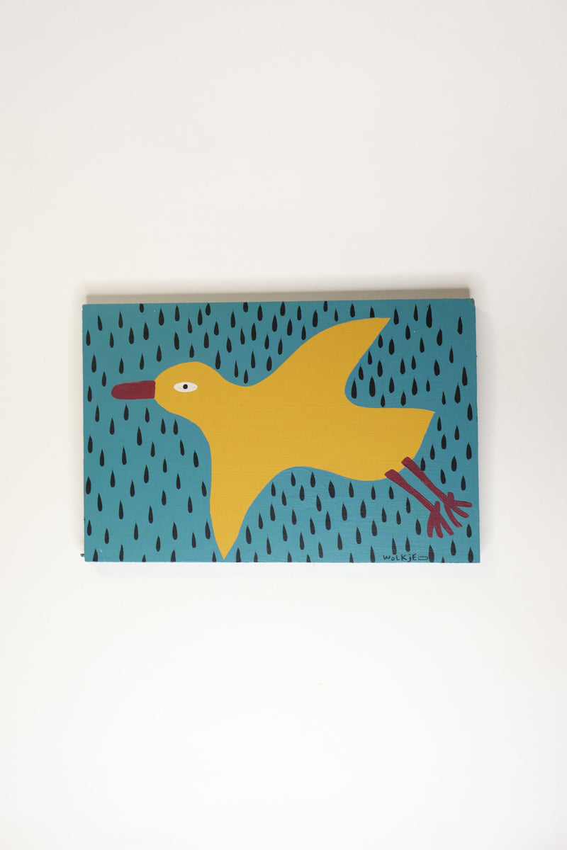 Wooden bird painting wolkje