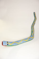 Blue wooden snake carving kintu studio