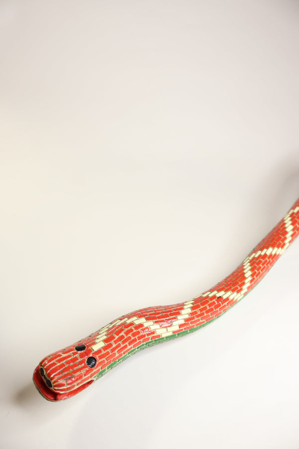 Red wooden snake carving kintu studio