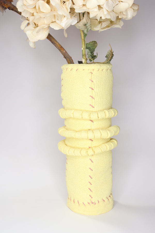 Yellow sculpture sponge vase Margarida Lopes Pereira