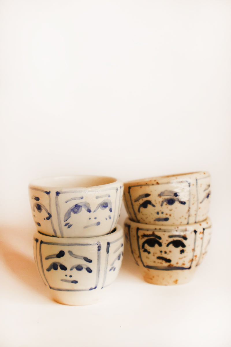 Hand-Illustrated Face Cups