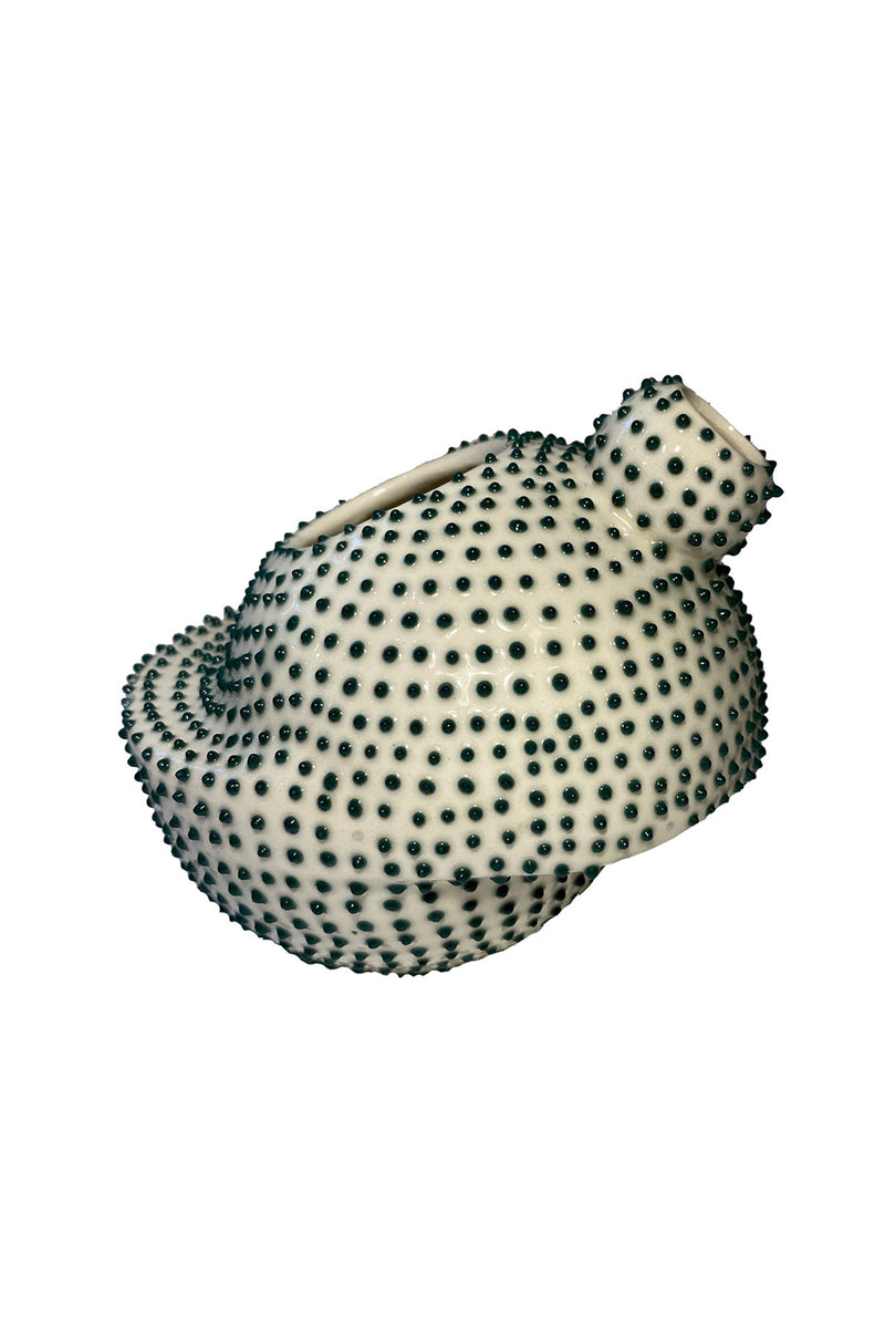 Ceramic milk pot with green details
