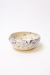 blue patterned white bowl