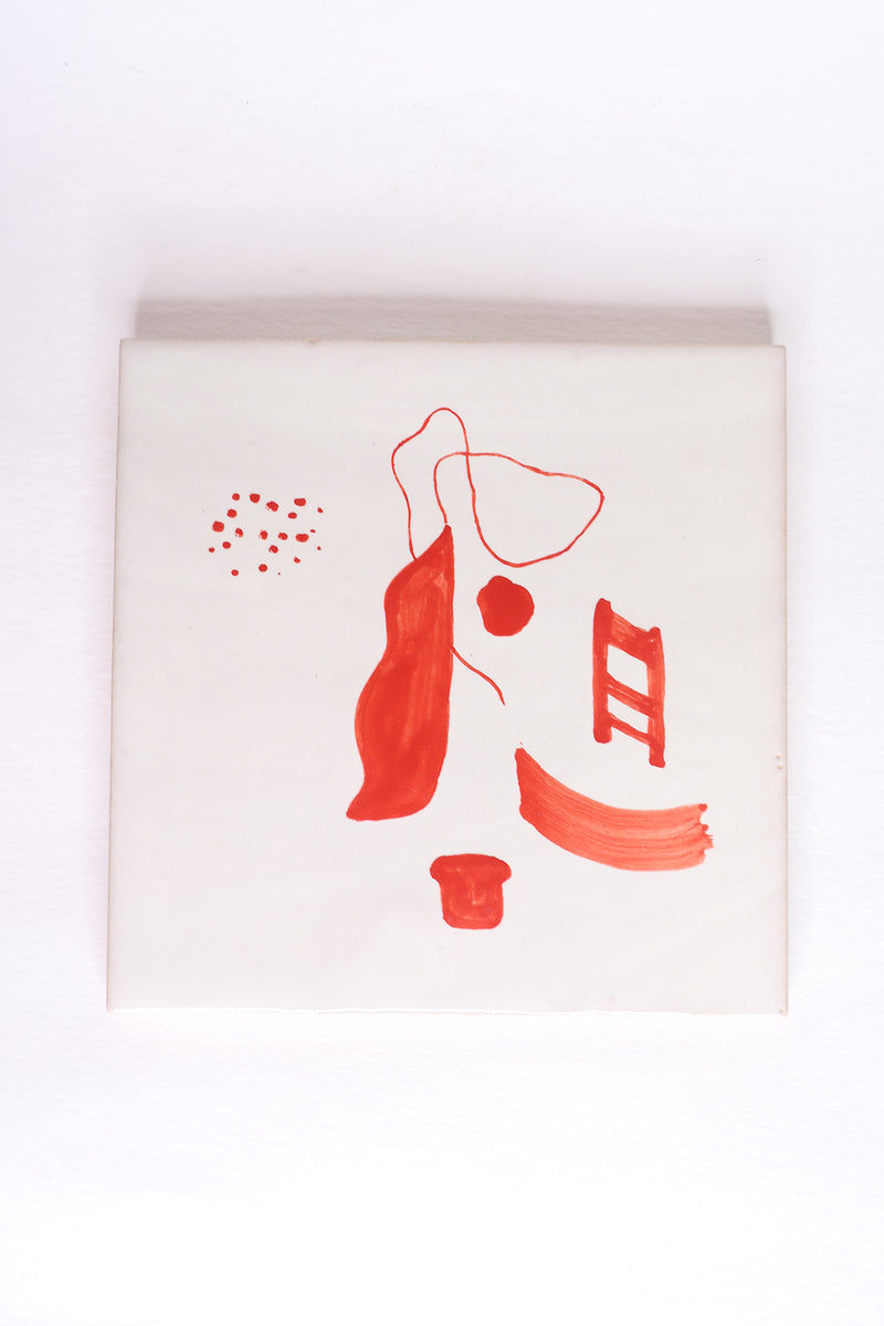 Ceramic Tiles with Red Illustrations