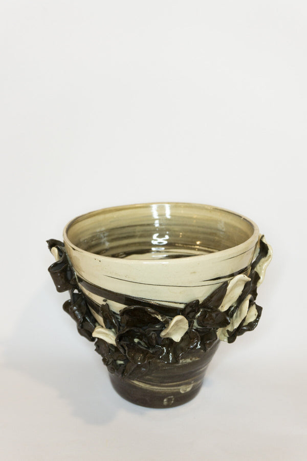 Ceramic vase brown and white