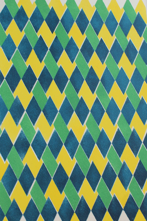 Pattern design in yellow, green and dark blue