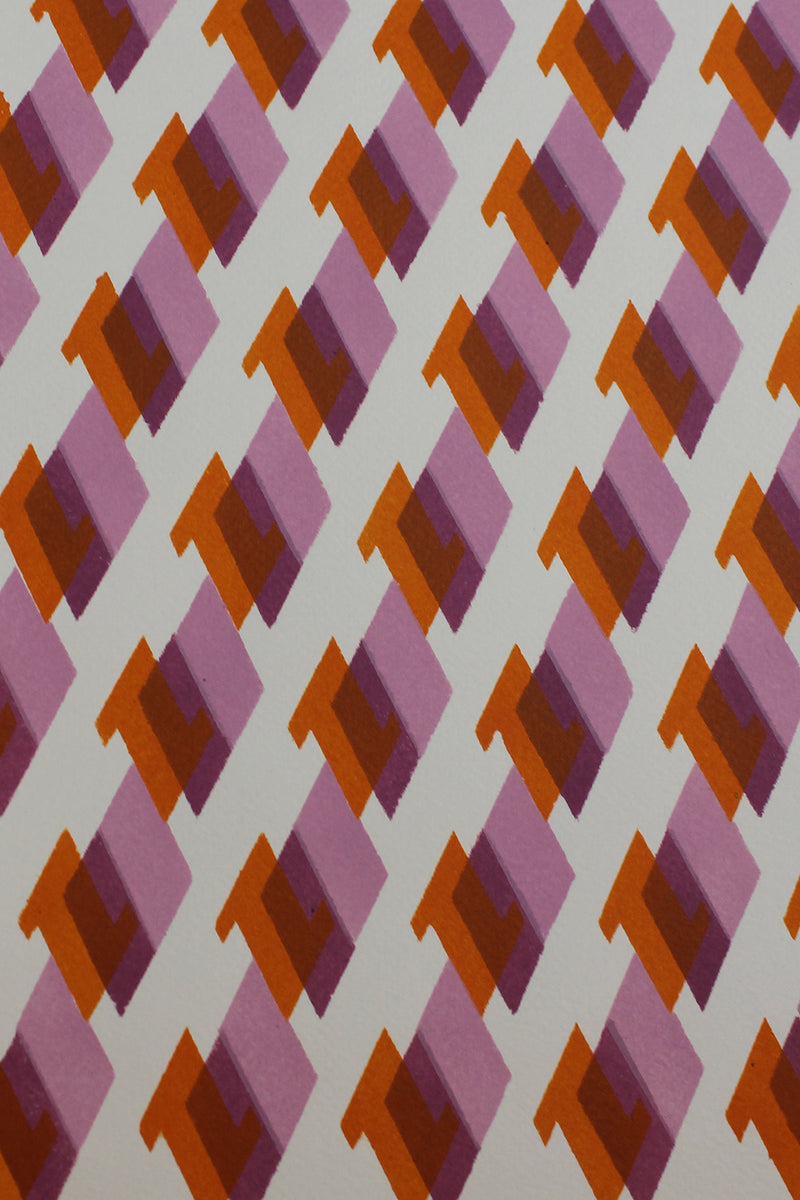 Pattern design in orange, purple and lilac