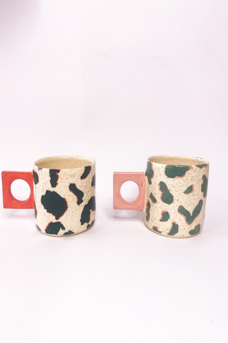 PINK AND GREEN CERAMIC MUG